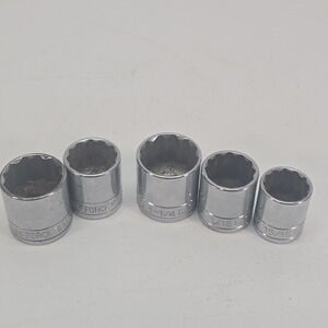 5 Task Force 1/2" Drive Sockets 30mm 27mm 1-1/4" 1-1/16" 15/16" 12Pt Chrome Val